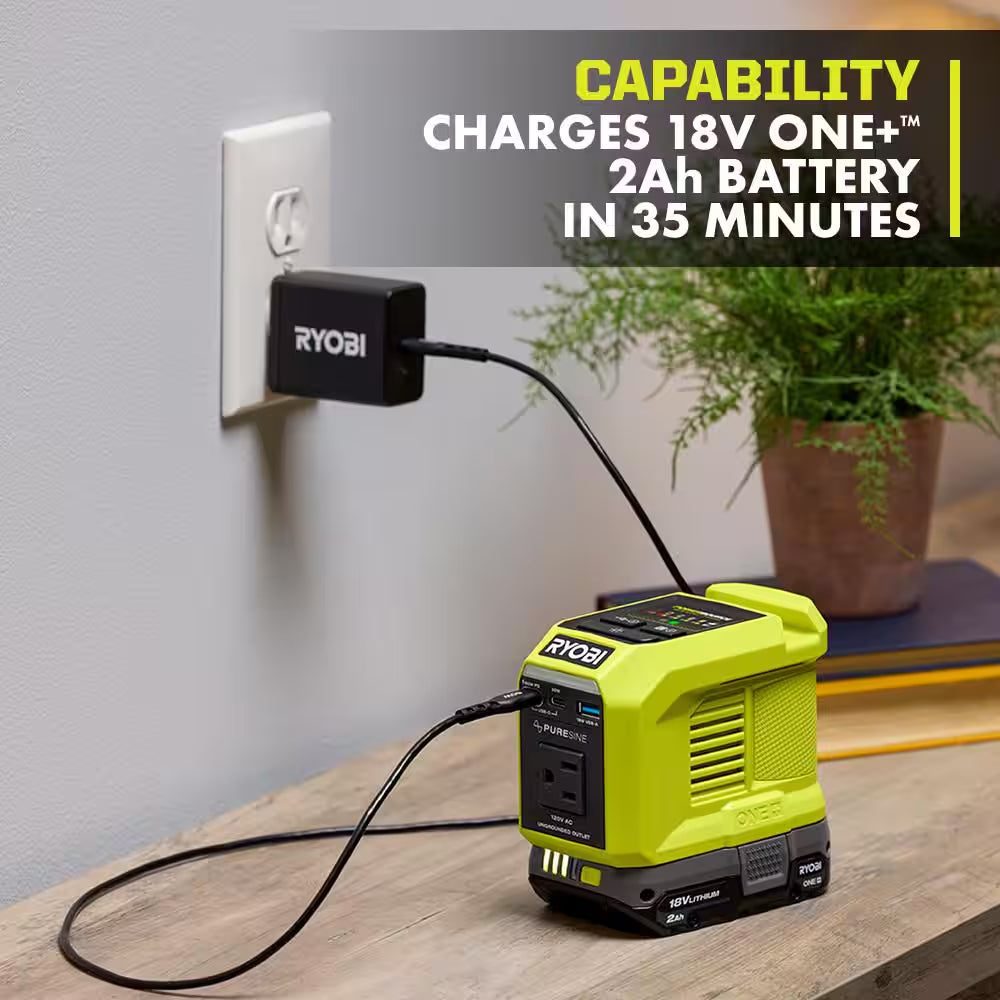 18V ONE+ 1800-Watt Portable Battery Inverter Power Station/8-Port Charger W/ 200-Watt Power Source & (4) 6.0Ah Batteries