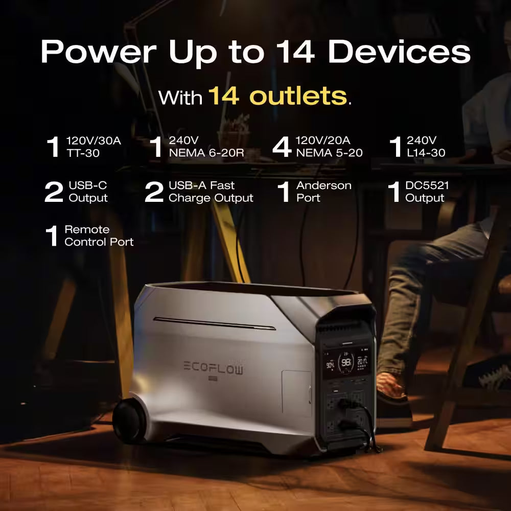 8000Wh DELTA Pro 3 with Extra Battery, 4000W AC Output LFP Battery Generator, Home Use, Camping&Rv, Push-Button Start
