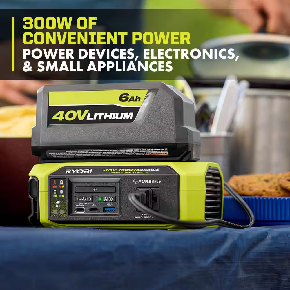 40V 1800-Watt Portable Battery Inverter Power Station, 4-Port Charger W/ 40V 300-Watt Inverter Power Source Tools Only