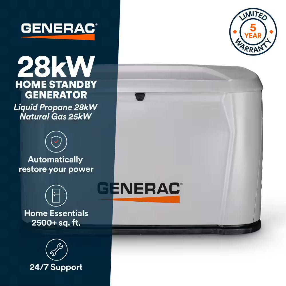28,000 Watt Air-Cooled Whole House Home Standby Generator