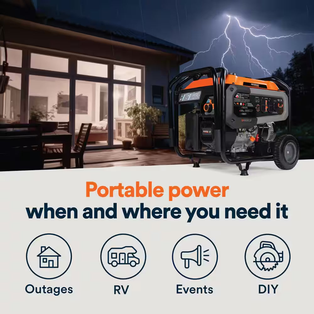 8125/6500-Watt Dual Fuel Portable Generator, Easy-To-Use Electric Start