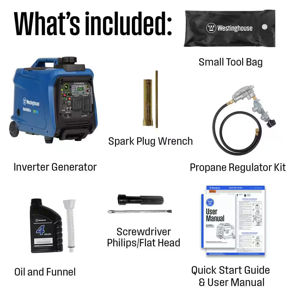 4,000-Watt Gas and Propane Dual Fuel Powered Portable Inverter Generator with Recoil Start, LED Data Center