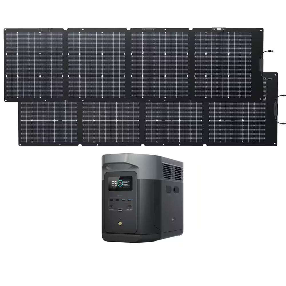 3600W Output/7200W Peak Push-Button Start Solar Generator DELTA Pro with 400W Solar Panel for Home, Camping and Rvs