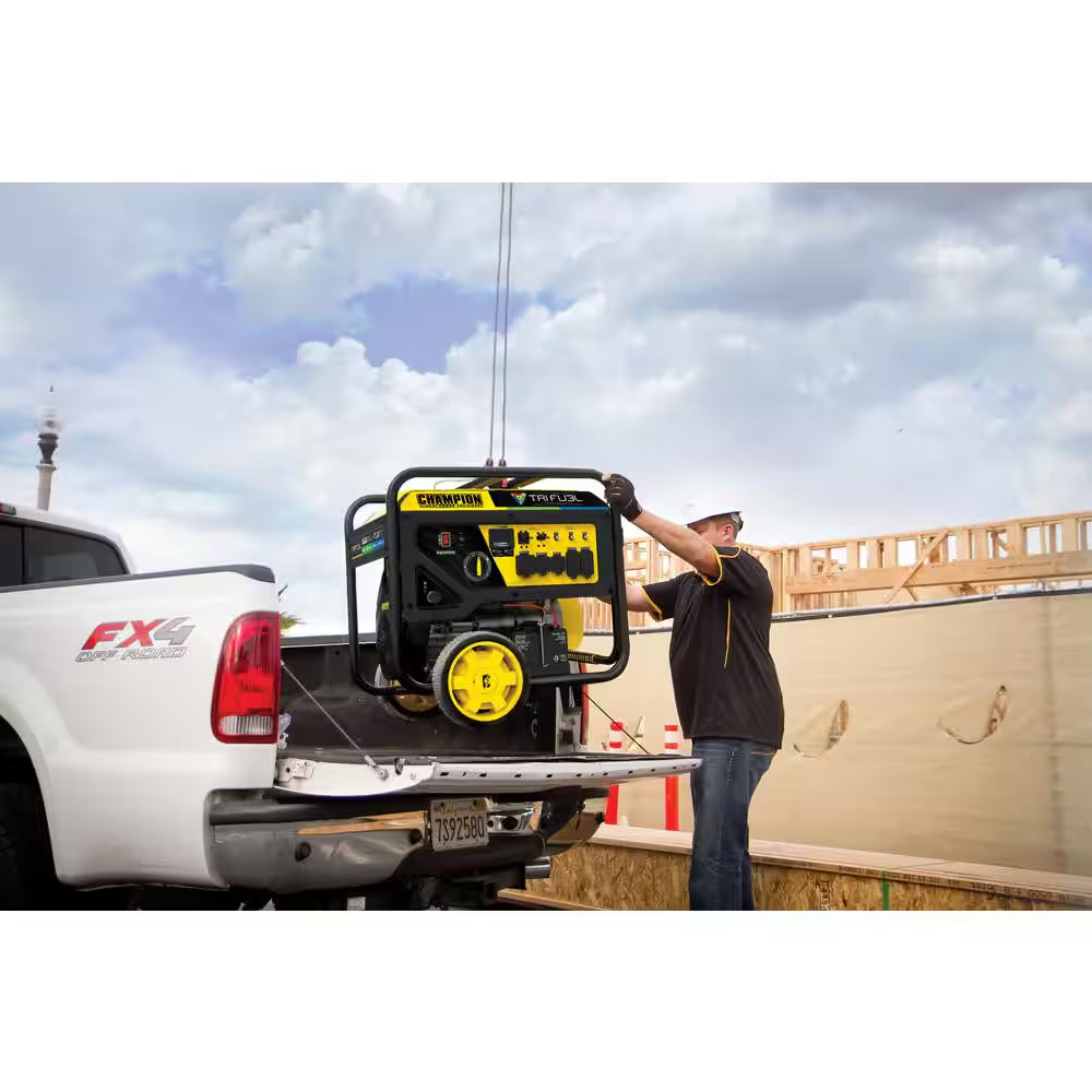 15,000/12,000-Watt Electric Start Gasoline Propane and Natural Gas Tri-Fuel Portable Generator, CO Shield, NG/LPG Hoses