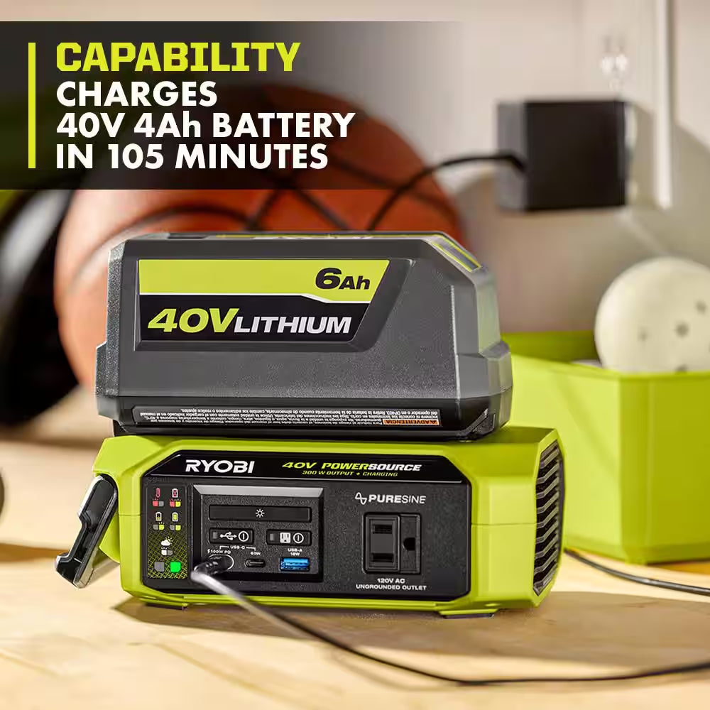 40V 1800-Watt Portable Battery Inverter Power Station, 4-Port Charger W/ 40V 300-Watt Inverter Power Source Tools Only