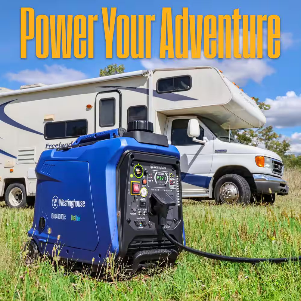 4,000-Watt Gas and Propane Powered Portable Inverter Generator with Remote Electric Start, LED Data Center