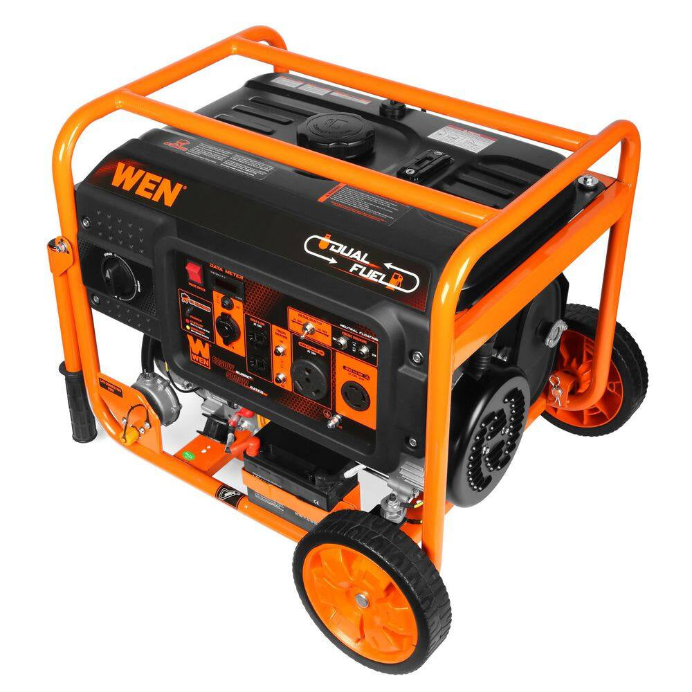 6250/5000-Watt 120-Volt/240-Volt Dual Fuel Electric Start Portable Generator with Wheel Kit and CO Watchdog