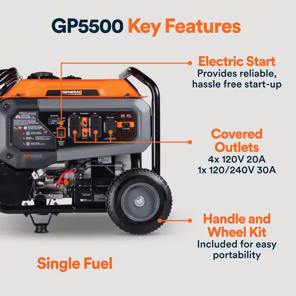 6875 / 5500-Watt Electric Switch Gasoline Powered Portable Generator with Cosense-Gp5500E