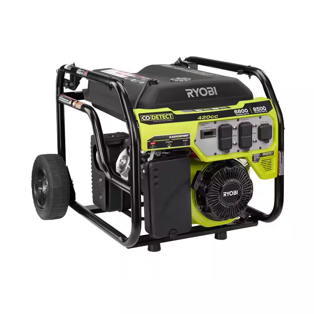 6800-Watt Recoil Start UL Gasoline Powered Portable Generator with CO Detect Shutdown Sensor