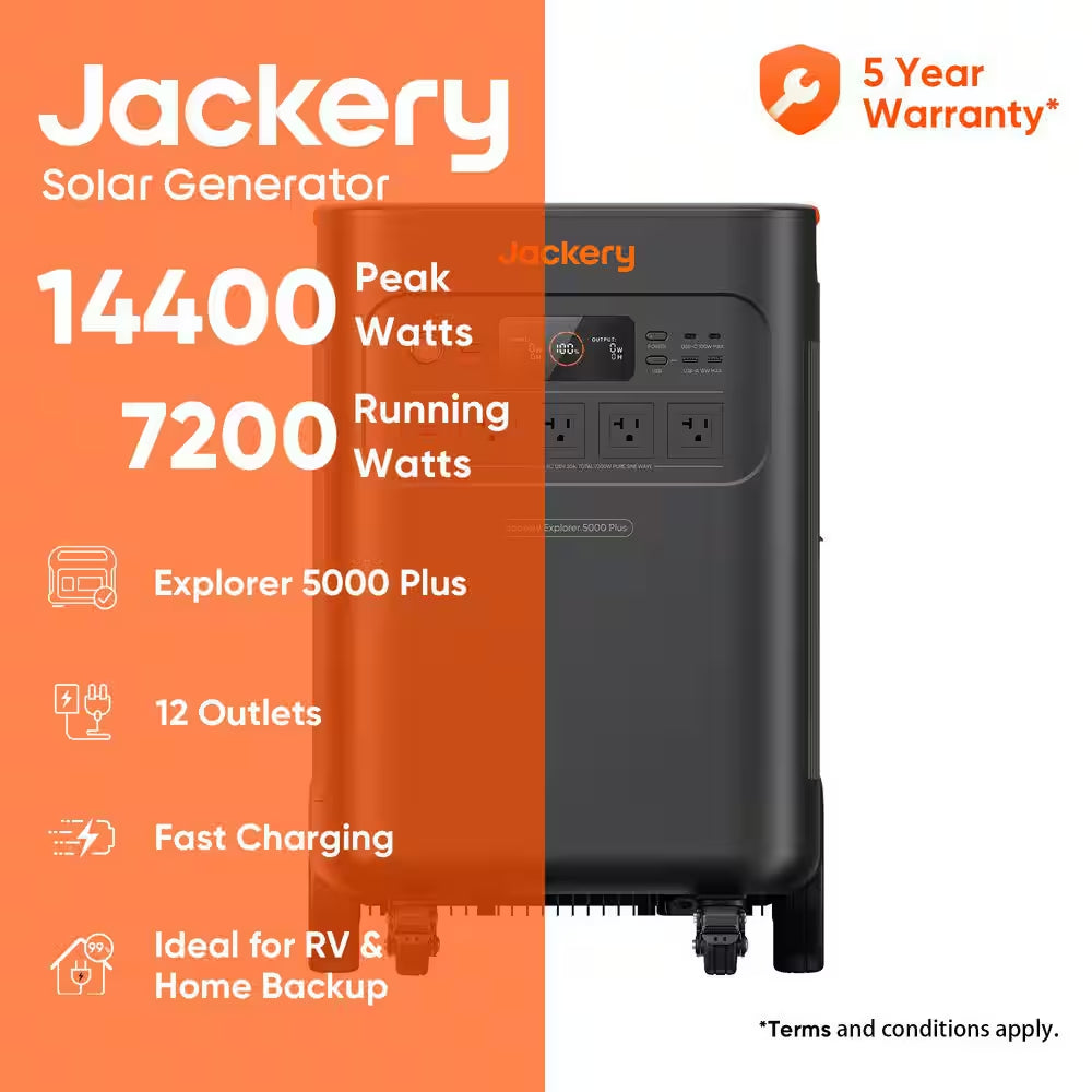 7200-Watt Push Button Battery Generator Rated/14400W Peak Explorer 5000-Plus Start for Whole-Home Backup