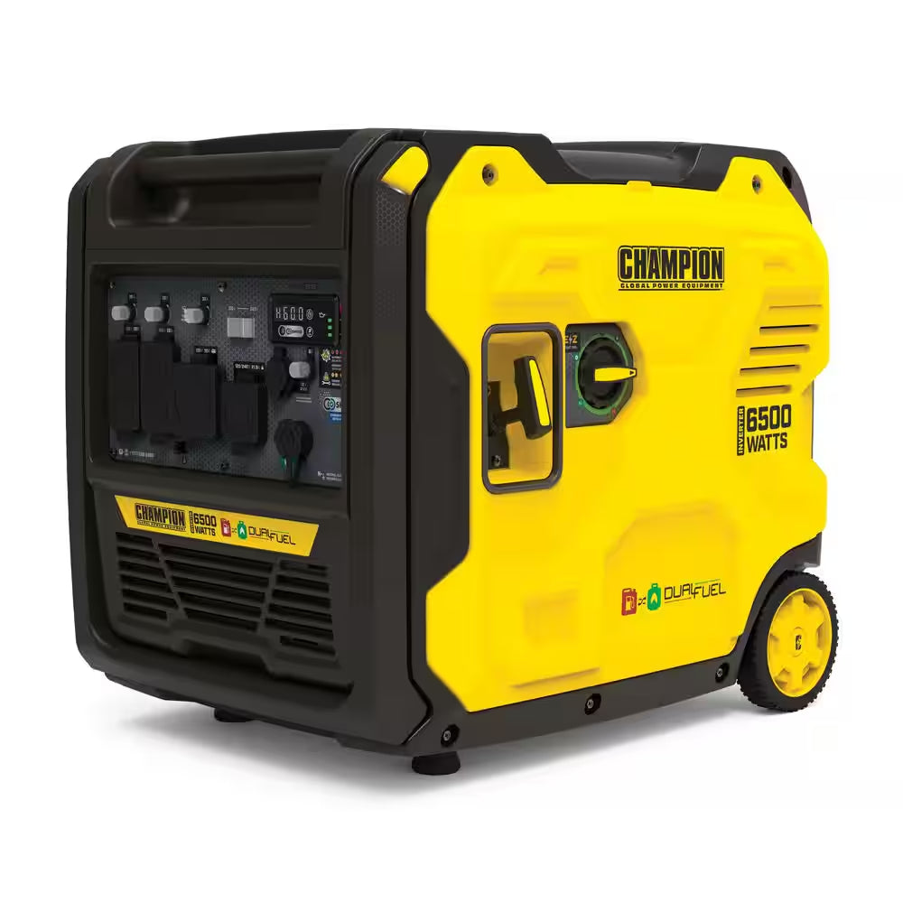 6500-Watt Recoil Start Gasoline and Propane Powered Dual Fuel Inverter Portable Generator W/ CO Shield, Quiet Technology