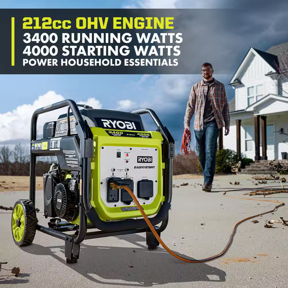 4000-Watt Recoil Start Gasoline Powered Inverter Generator with CO Shutdown