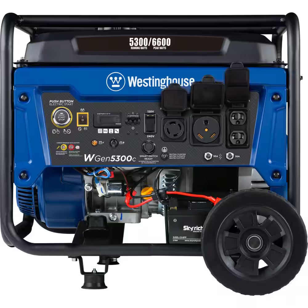 6,600/5,300-Watt Gas Powered Portable Generator with Remote Electric Start and 30A 120/240V Outlet