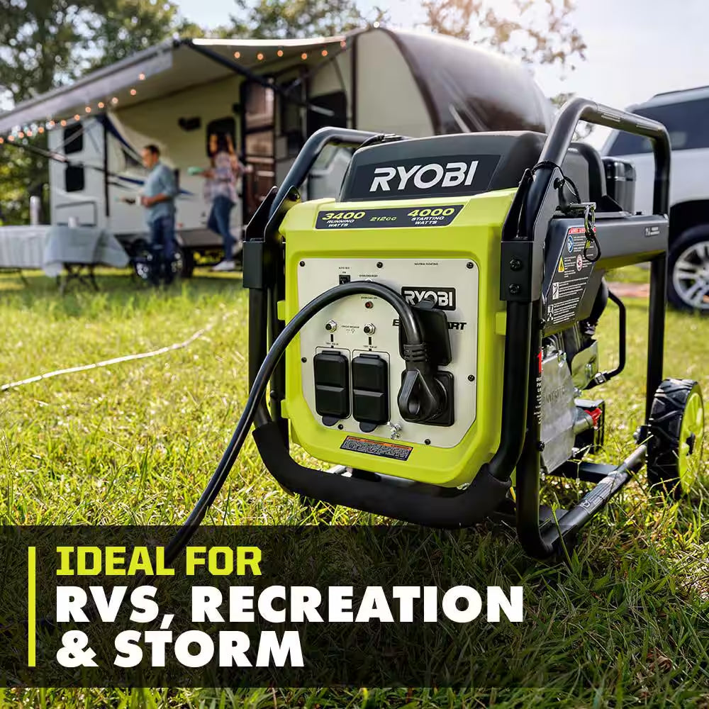 4000-Watt Recoil Start Gasoline Powered Inverter Generator with CO Shutdown