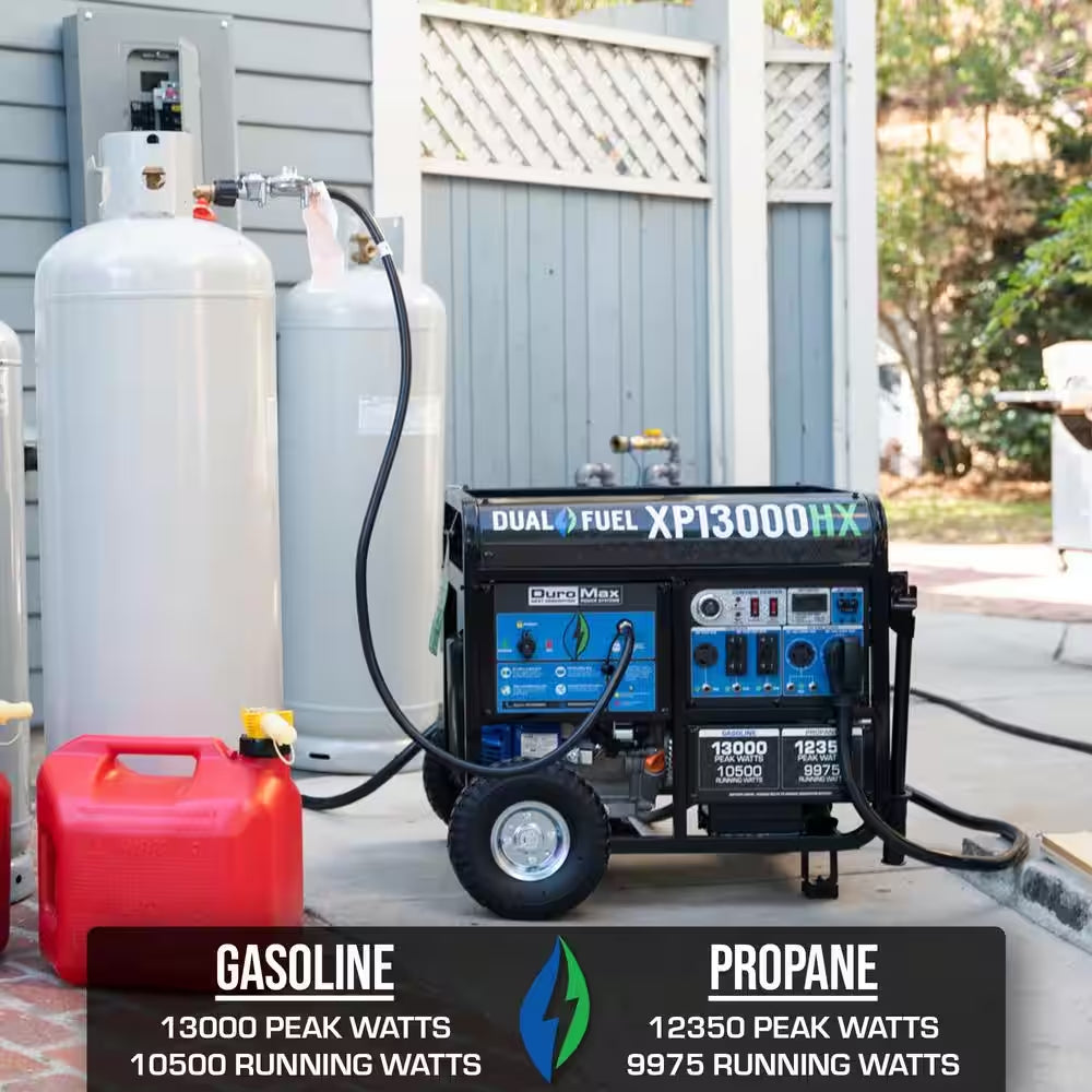 13000/10500-Watt Dual Fuel Electric Start Gasoline/Propane Portable Home Power Back up Generator with CO Alert Shutdown