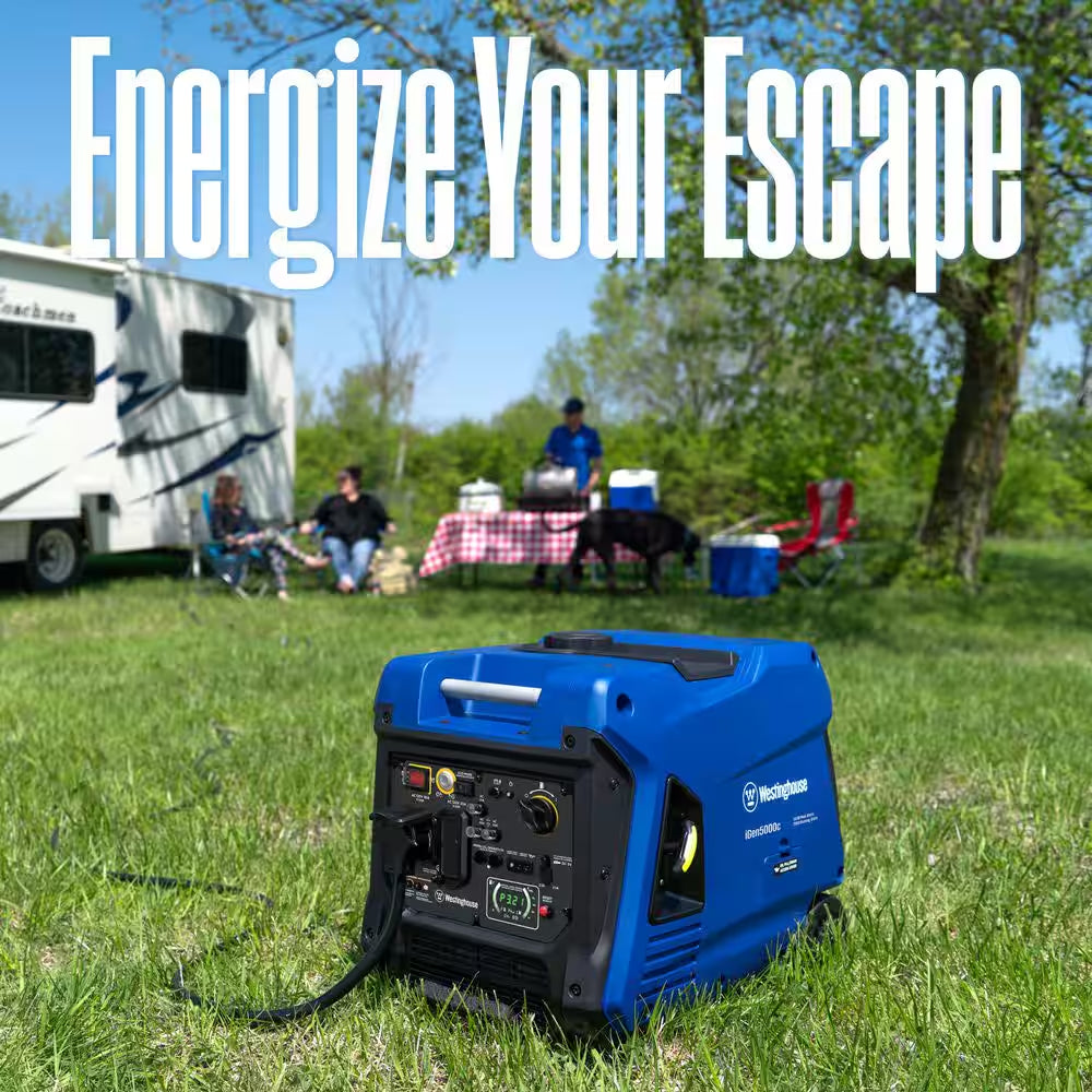 5,000-Watt Gas Powered Portable Inverter Generator with Remote Electric Start, LED Data Center