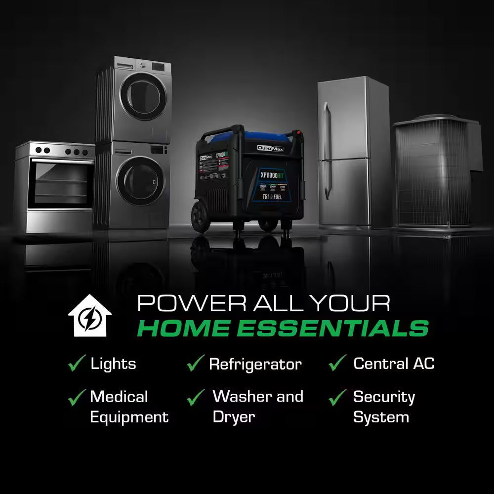 11,000 Watt Remote Start Portable Tri Fuel Home Backup Inverter Generator W/Co Alert