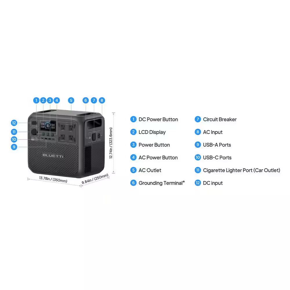 2600W Continuous/3900W Peak Output 2073Wh Portable Power Station, Push Button Start Battery Generator for Emergency Use