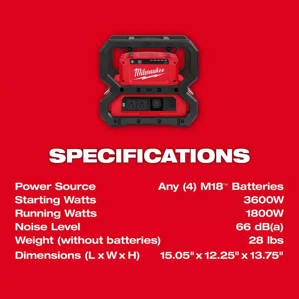 M18 18V Lithium-Ion Cordless 3600-Watt/1800-Watt Battery Powered Power Supply