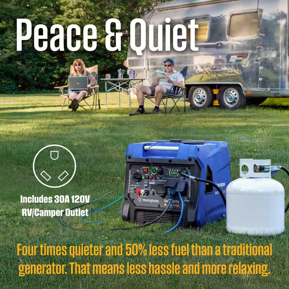 8,200-Watt Remote Electric Start Tri Fuel Gas, Propane, Natural Gas Powered Inverter Generator with CO Sensor