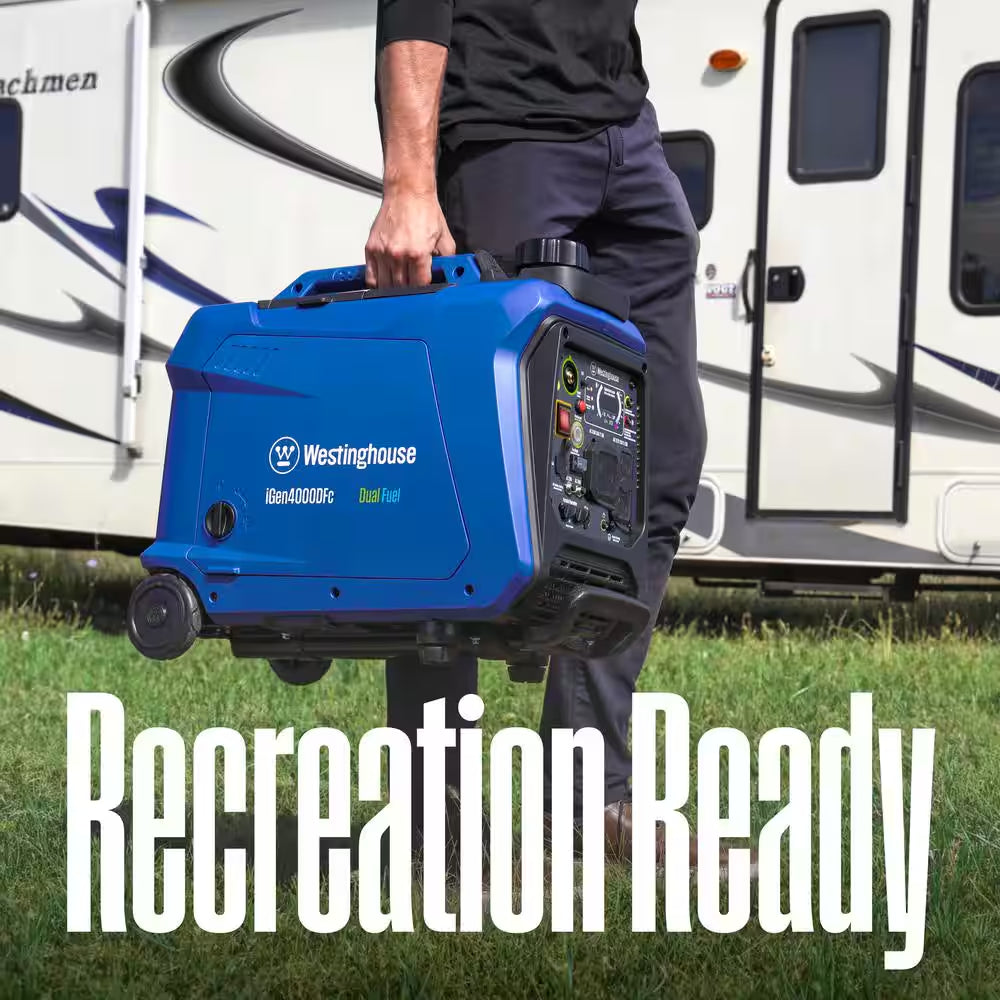 4,000-Watt Gas and Propane Powered Portable Inverter Generator with Remote Electric Start, LED Data Center