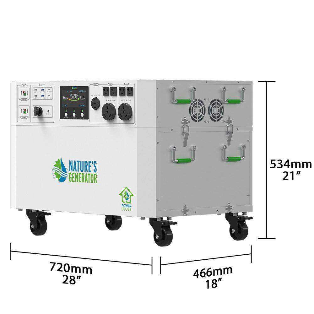 Powerhouse Gold PE 7,200-Watt Electric Switch Solar Generator with (2) 410-Watt Panels, Power Transfer Kit and Wheels