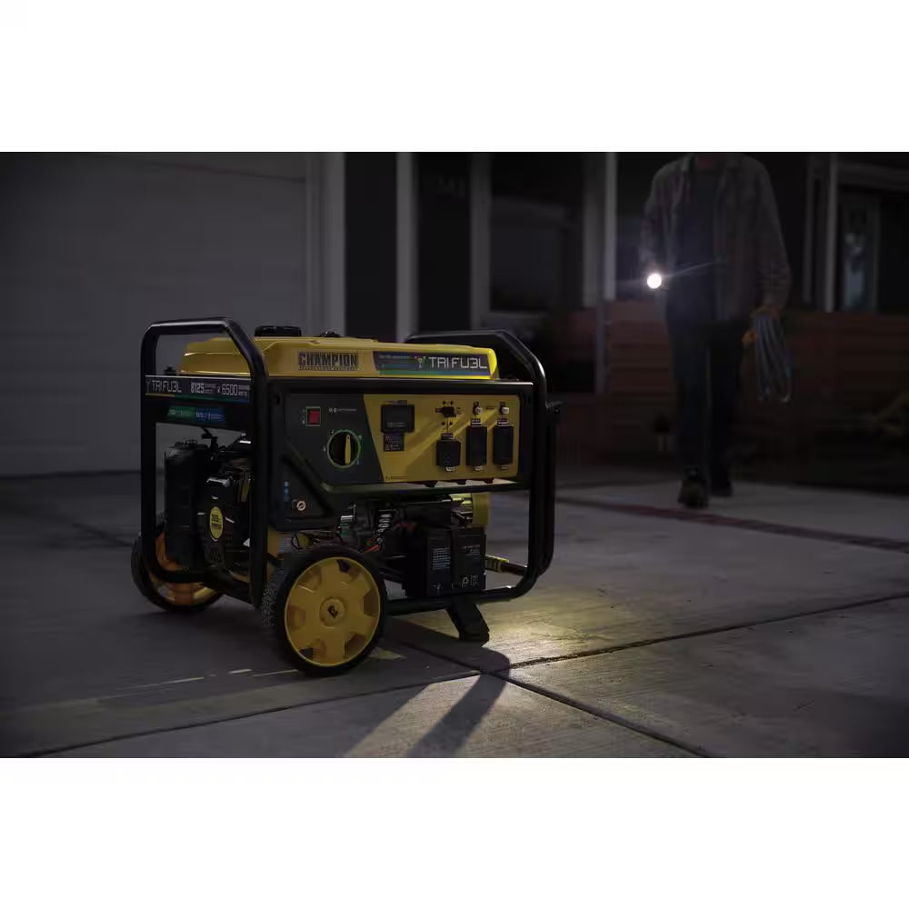 8,125/6,500-Watt Electric Start Gasoline Propane and Natural Gas Tri-Fuel Portable Generator, CO Shield, NG/LPG Hoses