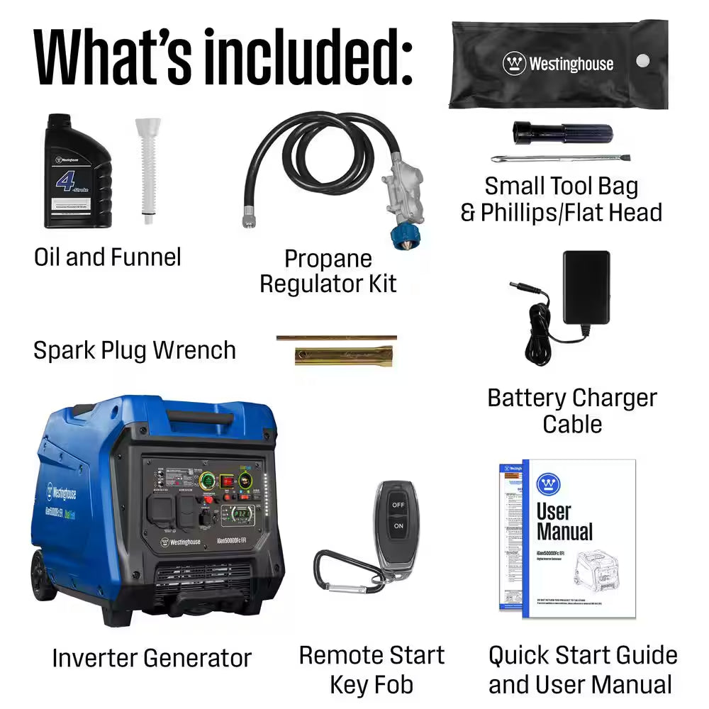 5,000-Watt Dual Fuel Gas and Propane Powered Portable Inverter EFI Generator with Remote Electric Start, LED Data Center
