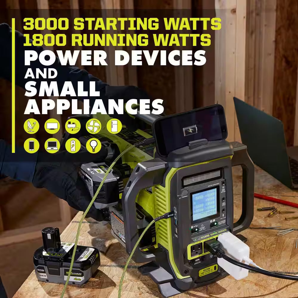 18V ONE+ 3000/1800-Watt Battery Powered Power Station with (4) 6.0Ah Batteries for the Jobsite, Wilderness, or Storms