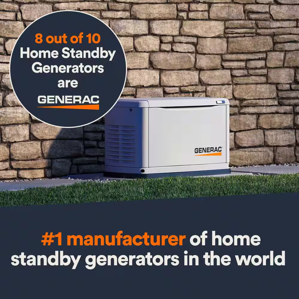 24,000 Watt - Dual Fuel Air- Cooled Whole House Home Standby Generator, Smart Home Monitoring & 200-AMP Transfer Switch