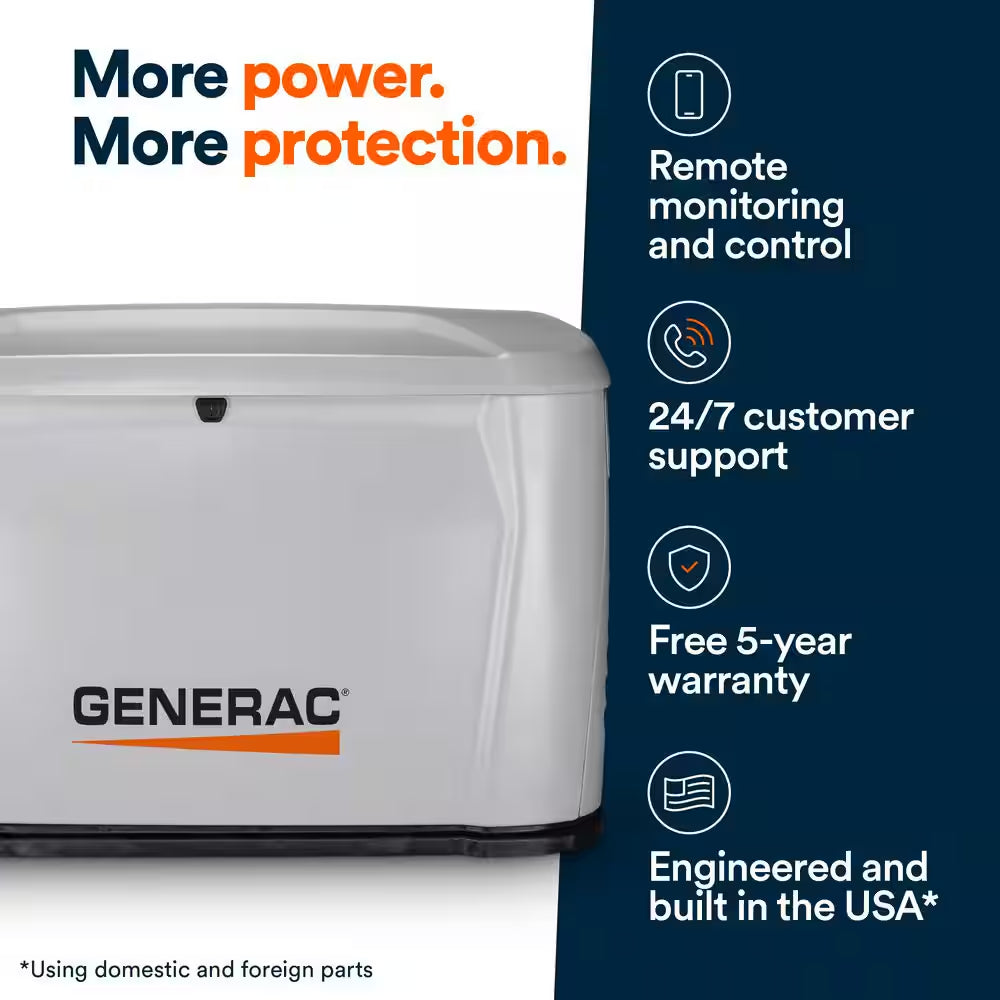 22,000 Watt Air-Cooled Whole House Home Standby Generator & 200-AMP Transfer Switch
