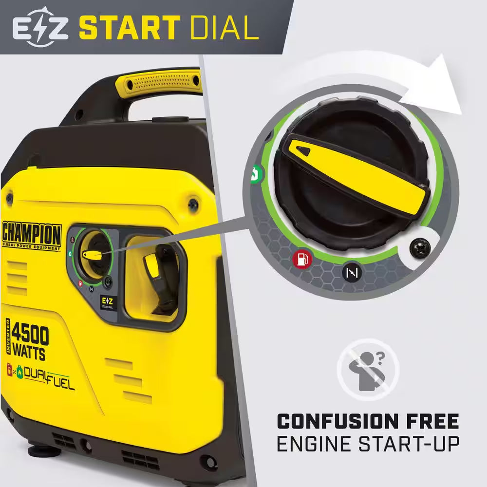 4500/3250-Watt Recoil Start Gasoline/Propane Powered Dual Fuel Inverter Generator with Quiet Technology and CO Shield