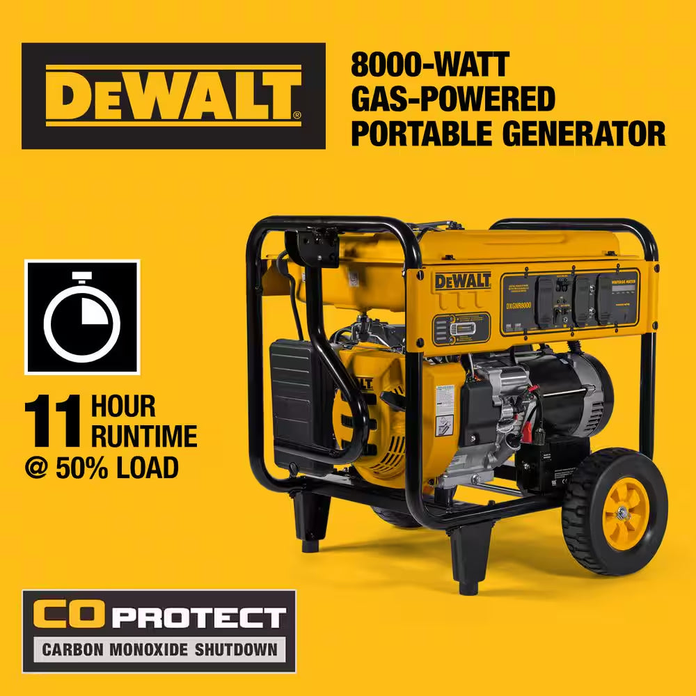 10000 / 8000-Watt Electric Start Gas Powered Portable Generator with Idle Control, GFCI Outlets and CO Protect-Dxgnr8000