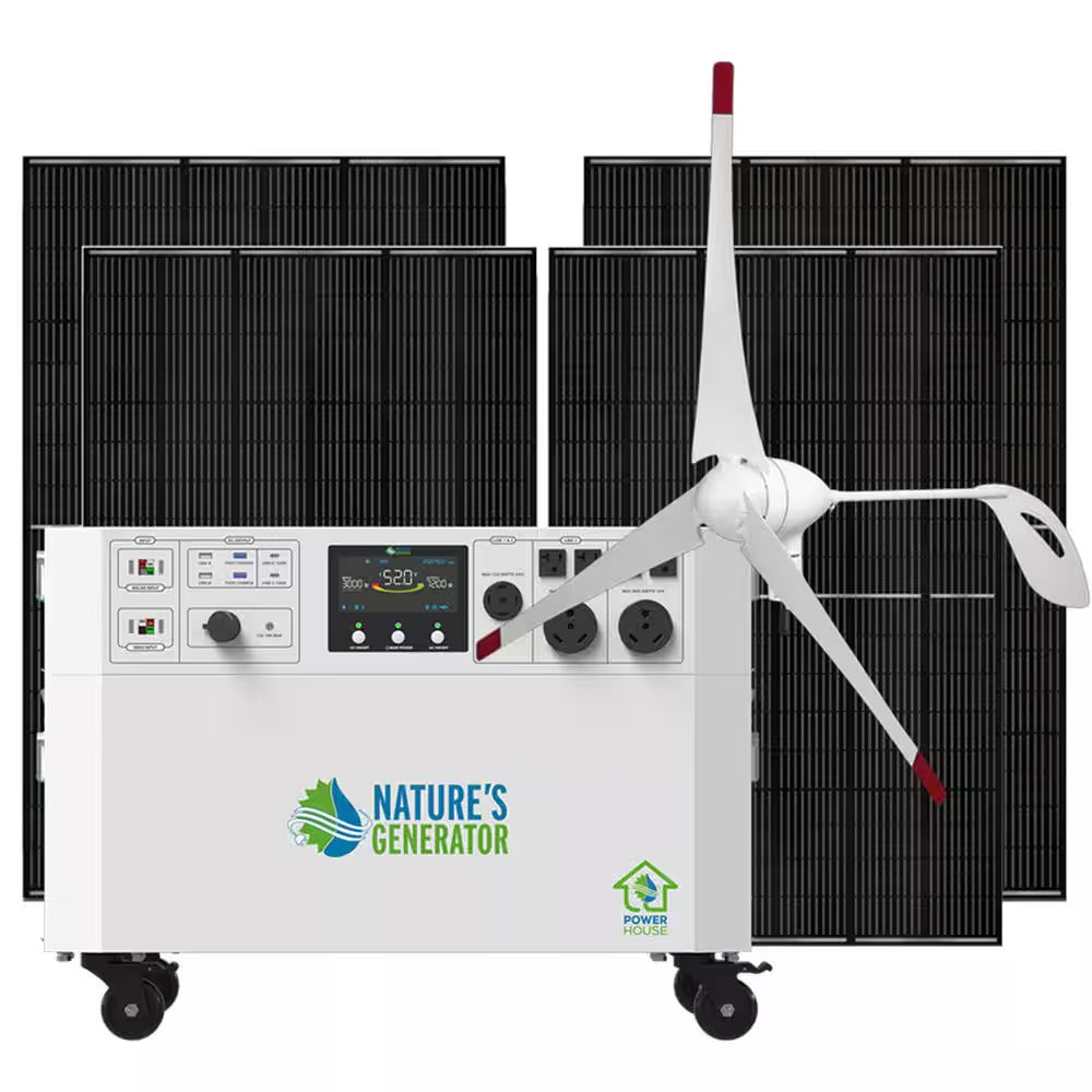 Powerhouse Gold plus 7,200-Watt Electric Switch Solar Generator with (4) 410W Panels and Wheels