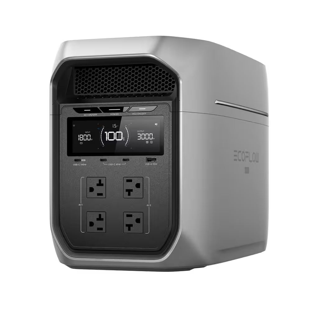 3600-Watt Delta 3 Ultra plus 3072Wh Capacity, Push-Button Start Battery Generator LFP Power Station Home Backup, Camping