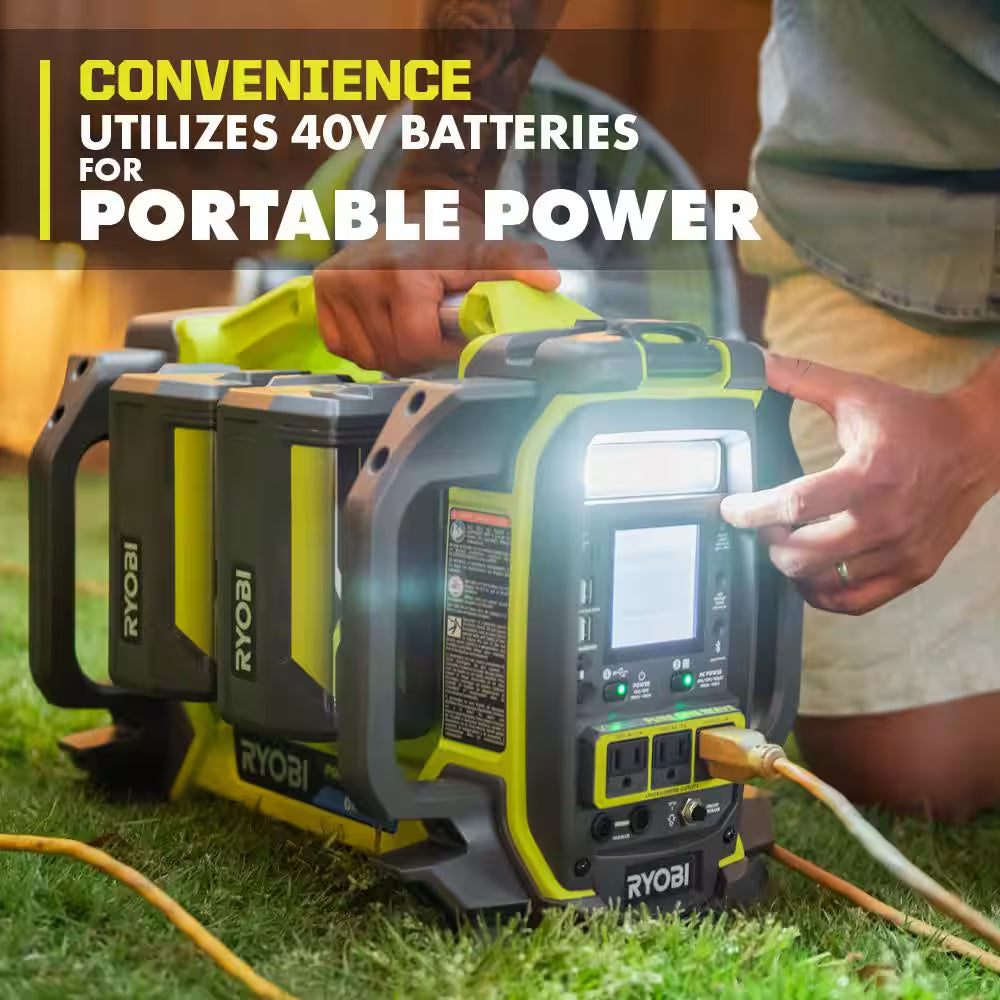 40V 1800-Watt Portable Battery Inverter Power Station and 4-Port Charger with (2) 6.0 Ah Batteries