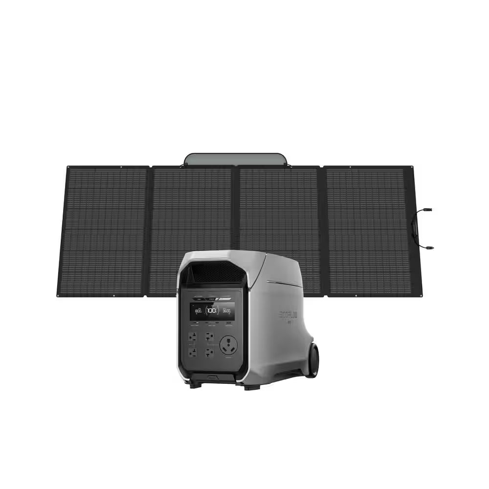 1024Wh DELTA 3 plus with 400W Portable Solar Panel, 1800W Output/Surge 3600W, LFP Power Station, Home Backup, Camping