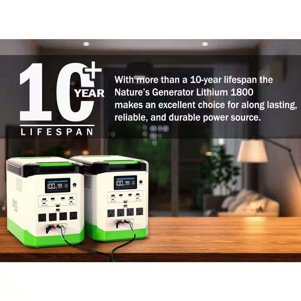 1800W Running/3600W Peak Push Button Start Lithium Solar Generator Gold WE