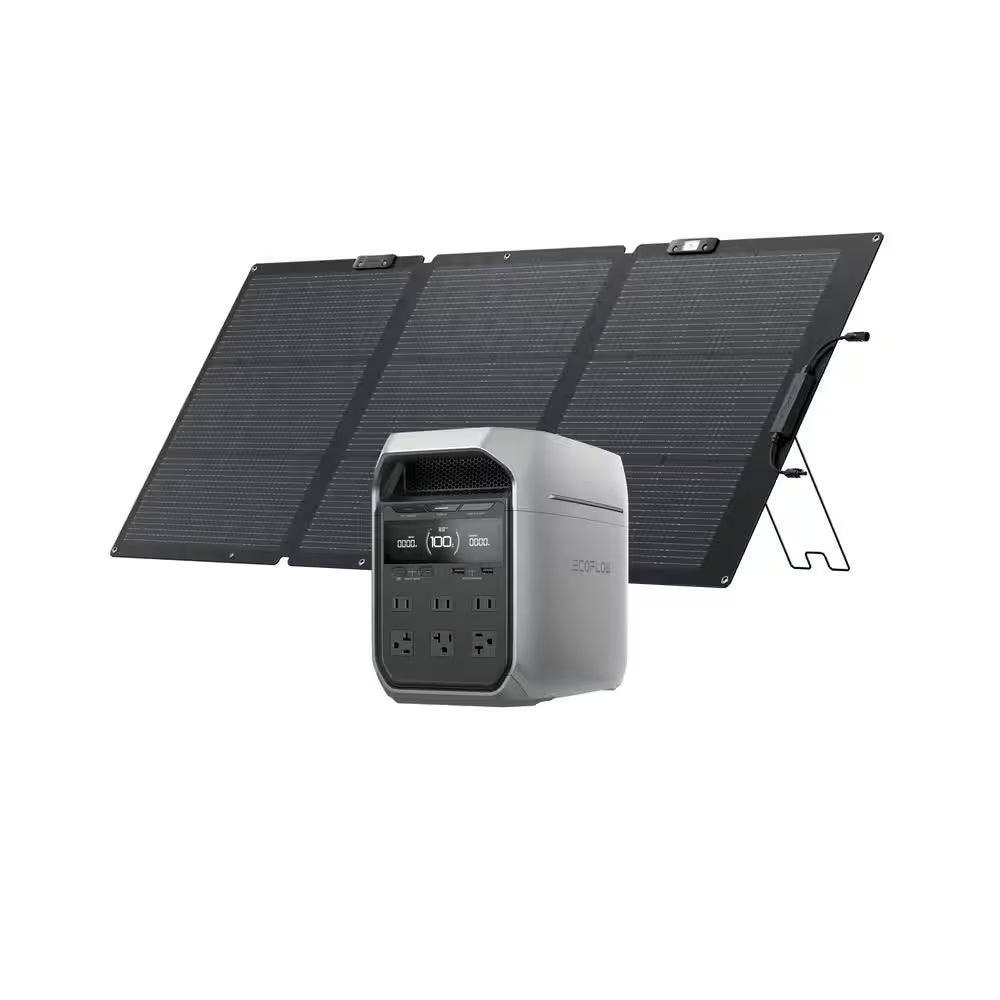 1024Wh DELTA 3 plus with 400W Portable Solar Panel, 1800W Output/Surge 3600W, LFP Power Station, Home Backup, Camping