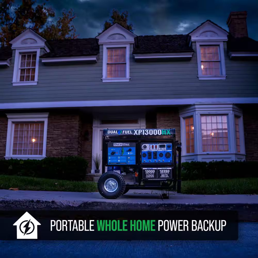 13000/10500-Watt Dual Fuel Electric Start Gasoline/Propane Portable Home Power Back up Generator with CO Alert Shutdown