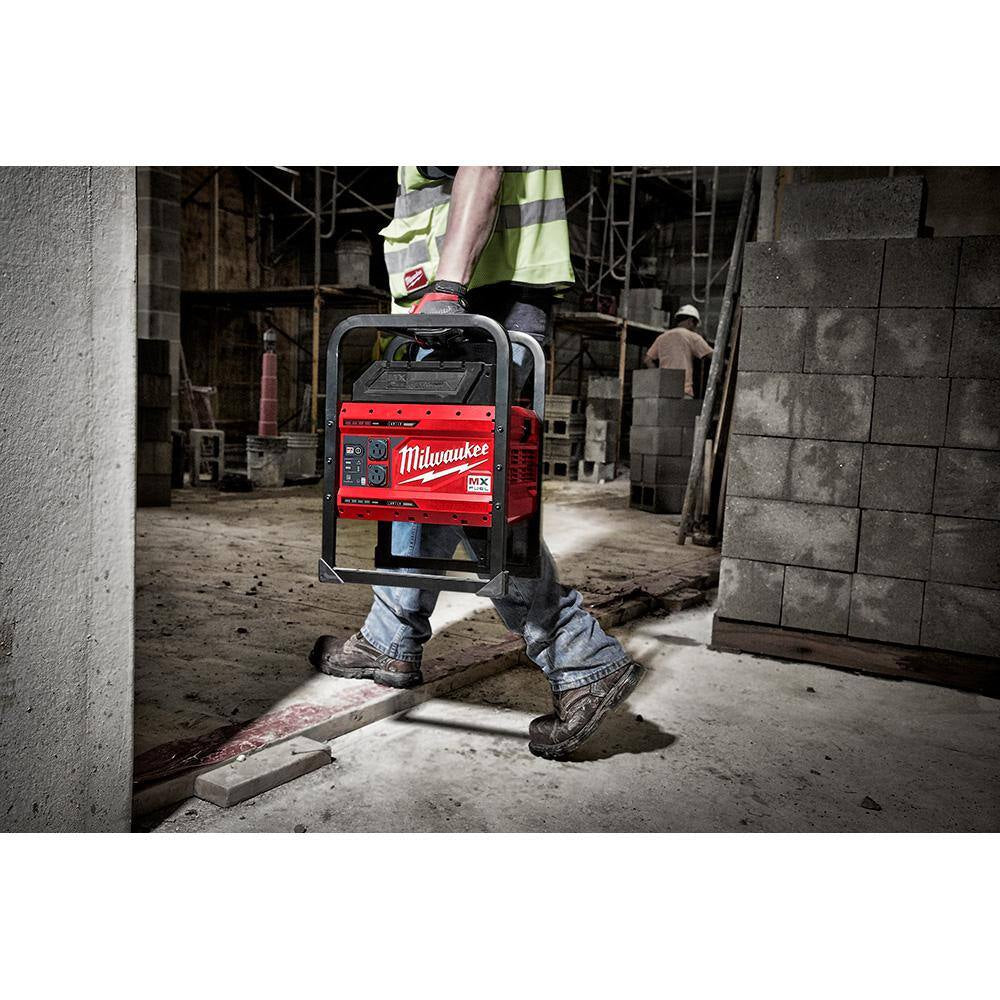 MX FUEL 3600-Watt/1800-Watt Lithium-Ion Battery Push Start Portable Power Station Battery Generator & 16 In. Chainsaw