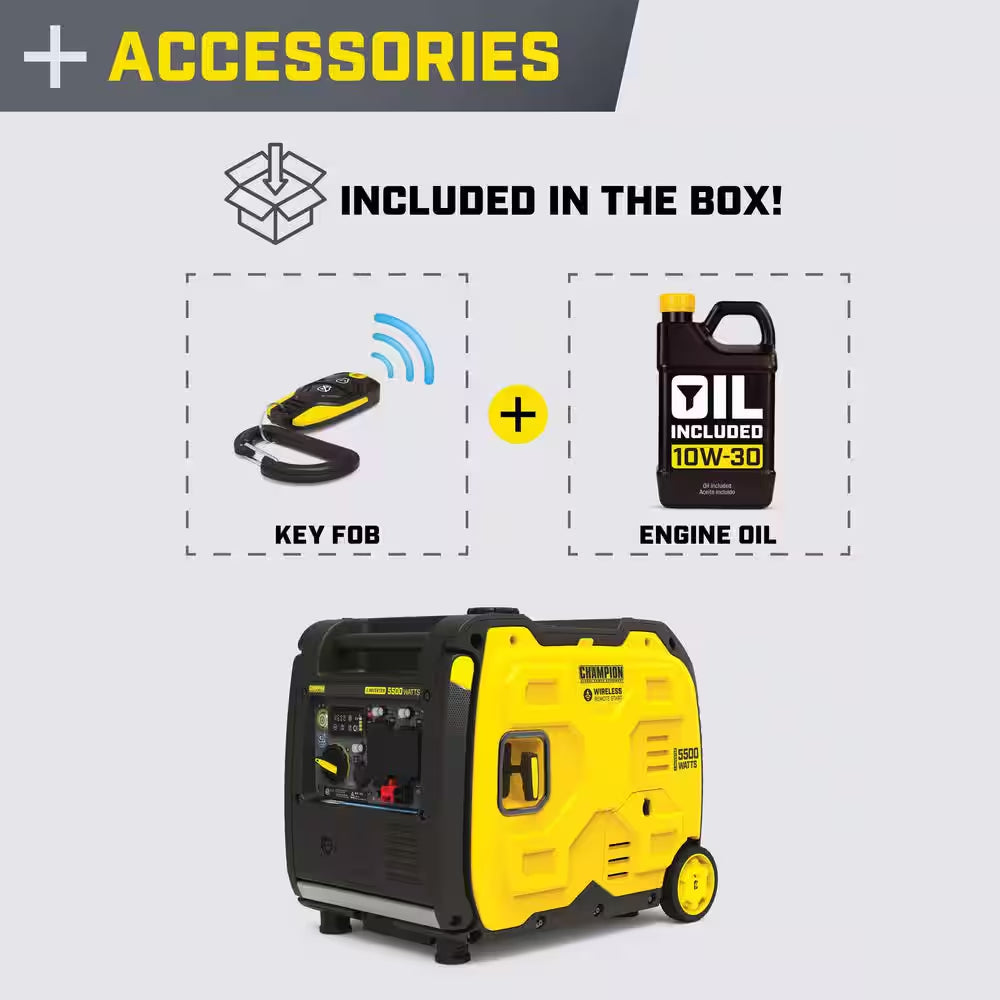 5500/4000-Watt Wireless Remote Start RV Ready Portable Gasoline Inverter Generator with Quiet Technology and CO Shield